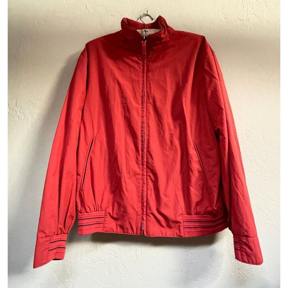 Paul Stuart Men's Red Full-Zip Bomber Jacket Small Rib-Trim Pockets Lightweight